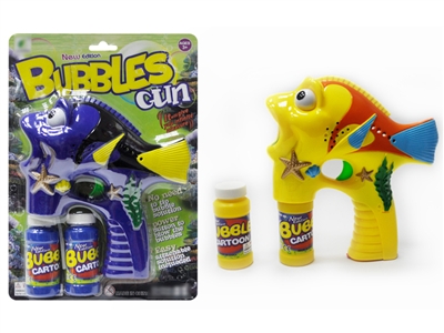 B/O FISH BUBBLE GUN W/MUSIC，BLUE LED，2 BOTTLE LIQUID - HP1075544
