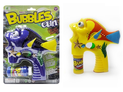 B/O FISH BUBBLE GUN W/MUSIC，BLUE LED，1 BOTTLE LIQUID - HP1075545