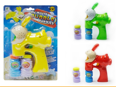 B/O MINI ROBBIT BUBBLE GUN W/MUSIC，3 FLASHING LED，2 BOTTLE LIQUID - HP1075546