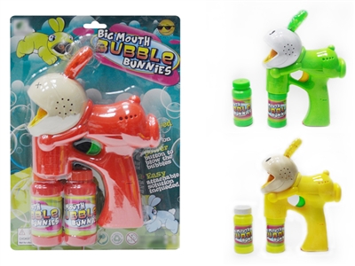 B/O ROBBIT BUBBLE GUN W/MUSIC，3 FLASHING LED，2 BOTTLE LIQUID - HP1075548