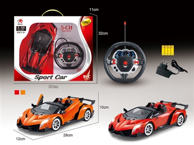 1:16 5CH RC CAR W/LIGHT(INCLUDE BATTERY) RED/ORANGE - HP1078034