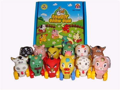 FREE WAY VINYL ANIMAL CAR W/WHISTLE 6ASST.2COLOR 12PCS/DISPLAY BOX - HP1080187