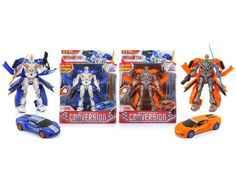 TRANSFORMATIVE CAR W/LIGHT & MUSIC BLUE/ORANGE INCLUDED BUTTONCELL - HP1081993