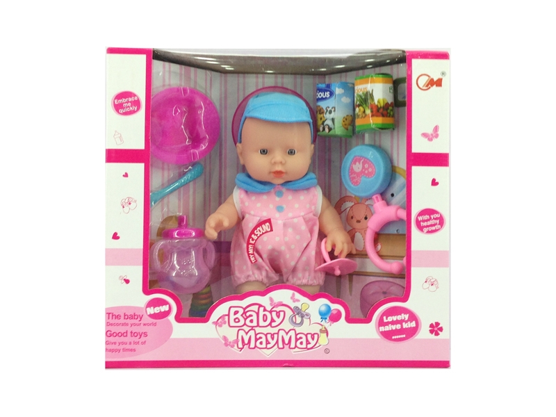 24CM PLASTIC BODY DOLL W/ACCESSORIES & 6 SOUNDS IC,2 COLORS,RED/BLUE - HP1082678