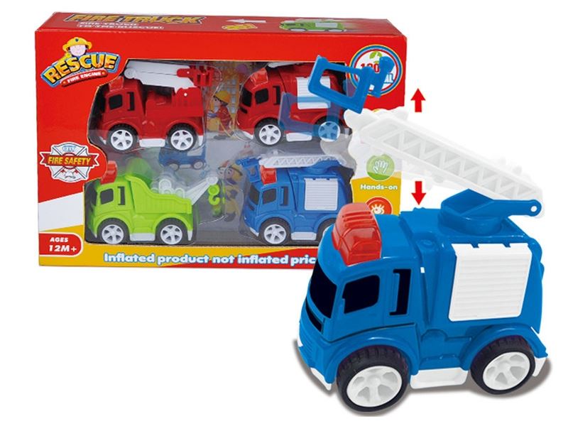 FRICTION FIRE TRUCK  W/LIGHT & MUSIC 4PCS - HP1082845