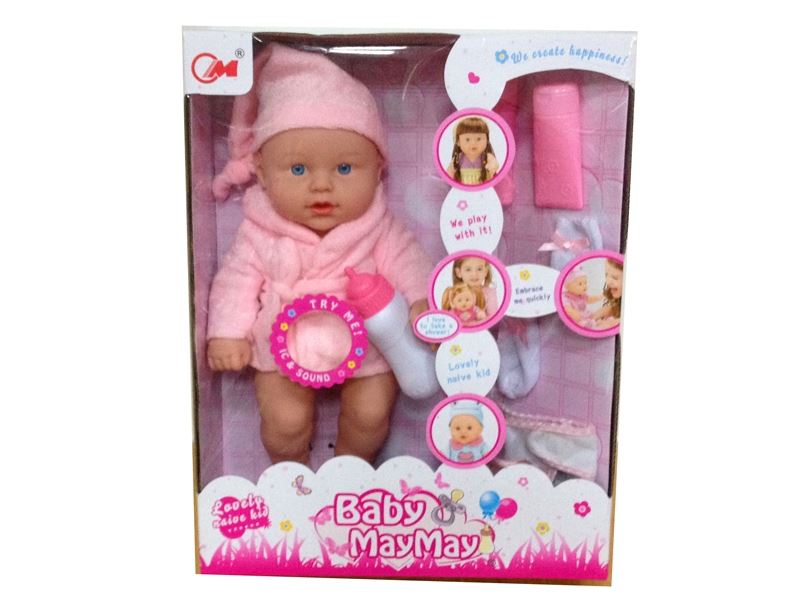 36CM PLASTIC BODY DOLL W/ACCESSORIES & 6 SOUNDS IC,2 COLORS,RED/BLUE - HP1083064