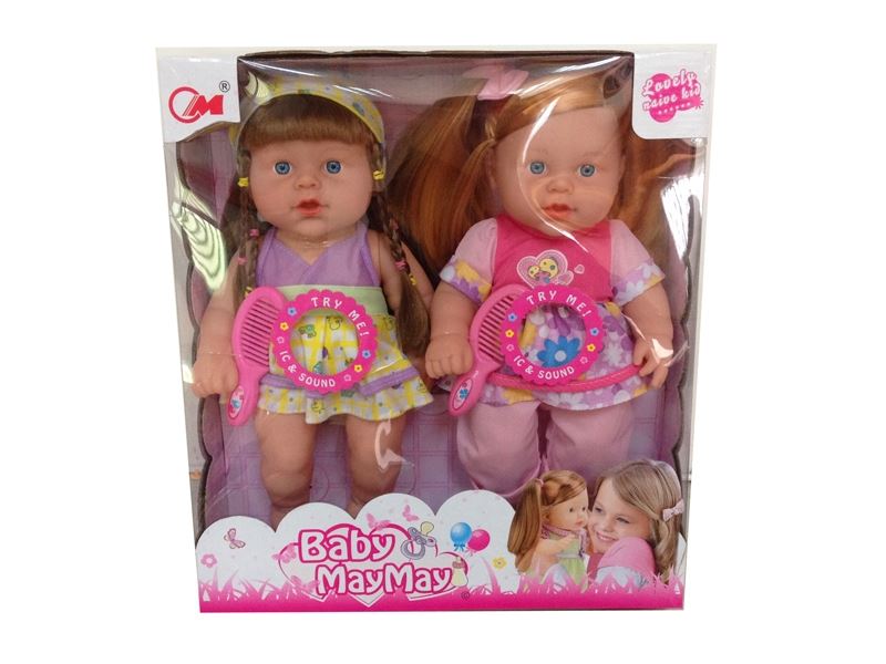 36CM PLASTIC BODY DOLL W/ACCESSORIES & 6 SOUNDS IC,2PCS - HP1083147