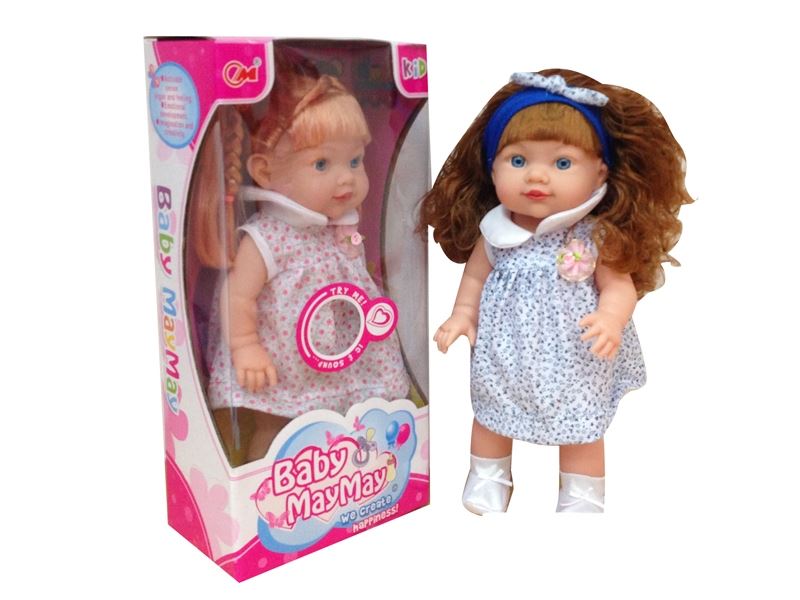 36CM PLASTIC BODY DOLL W/6 SOUNDS IC,,2 COLORS,RED/BLUE - HP1083152