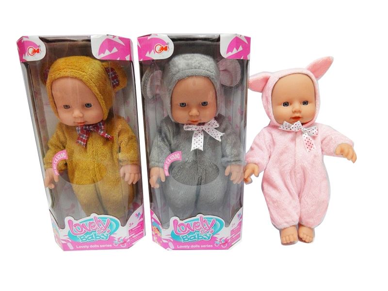 30CM PLASTIC BODY DOLL W/IC,3 COLORS,RED/YELLOW/GRAY - HP1083186