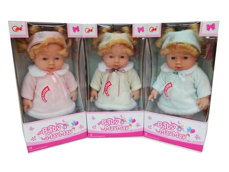 30CM PLASTIC BODY DOLL W6 SOUND /IC,3 COLORS,RED/YELLOW/BLUE - HP1083188