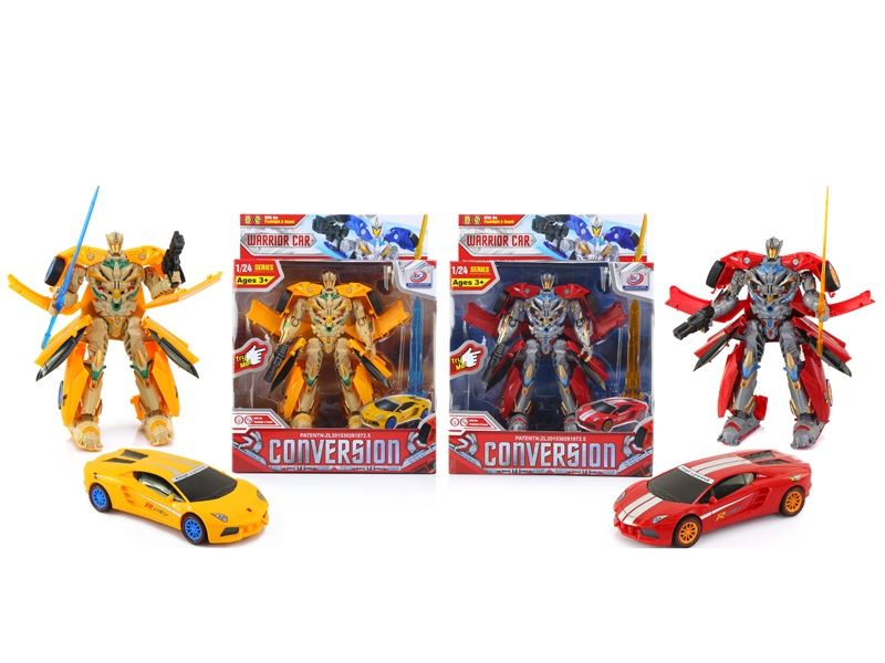 TRANSFORMATIVE CAR W/LIGHT & MUSIC YELLOW/RED INCLUDED BUTTONCELL - HP1083516