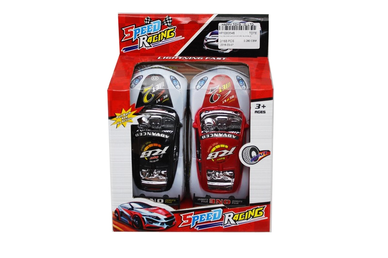 PULL BACK RACING CAR 2PCS RED/BLACK/BLUE - HP1083548