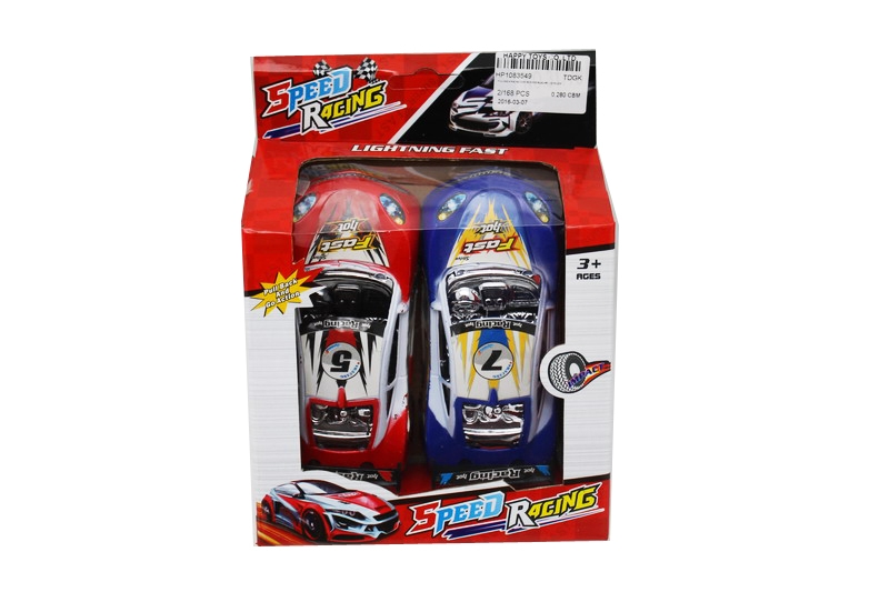 PULL BACK RACING CAR 2PCS RED/BLACK/BLUE/YELLOW - HP1083549