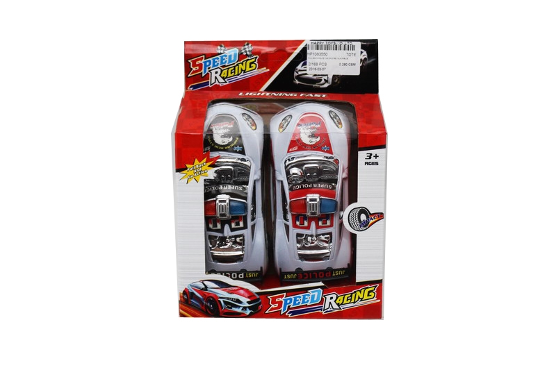 PULL BACK POLICE CAR 2PCS RED/BLACK/BLUE - HP1083550