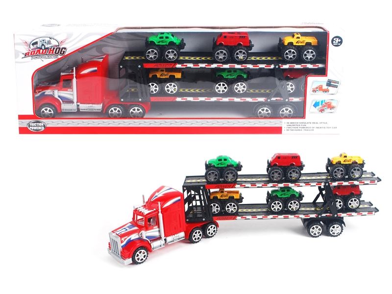 FRICTION CONTAINER TRUCK W/6PCS FREE WAY CAR - HP1083553