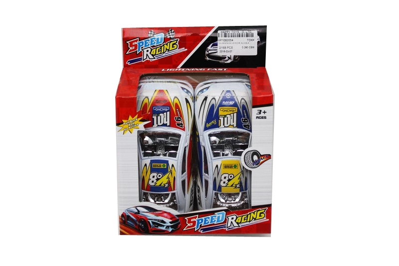 PULL BACK RACING CAR 2PCS RED/BLACK/BLUE - HP1083554