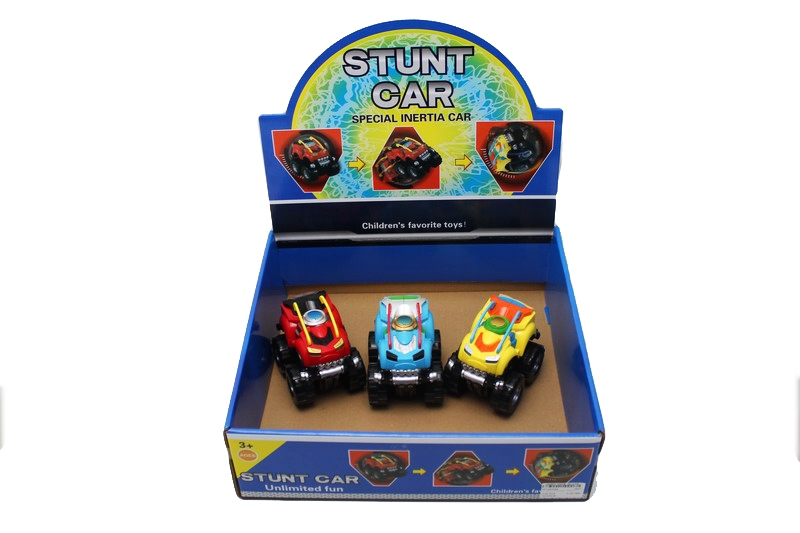 FRICTION STUNT CAR RED/YELLOW/BLUE 12PCS/DISPLAY BOX - HP1083588