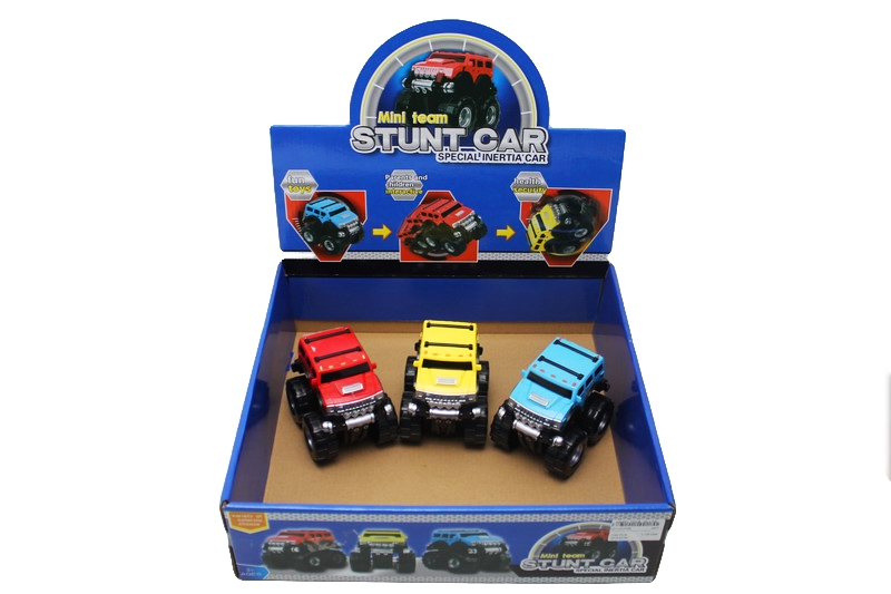 FRICTION STUNT CAR RED/YELLOW/BLUE 12PCS/DISPLAY BOX - HP1083589