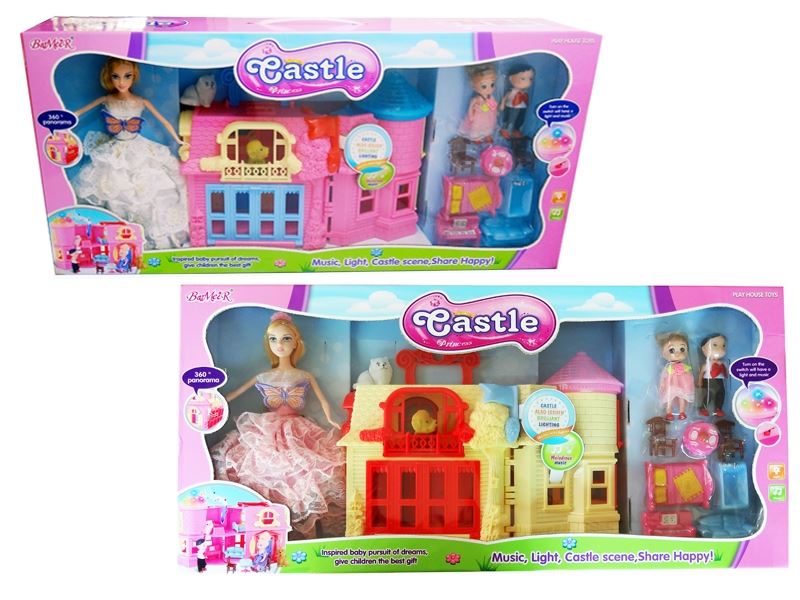 CASTLE SET W/BENDABLE DOLL ,LIGHT,MUSIC 2ASST - HP1084245