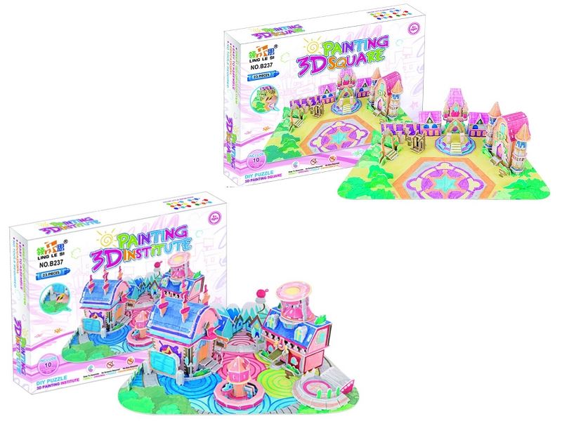 3D COLORING PUZZLE W/COLOR PEN,74PCS - HP1087229