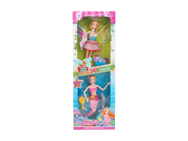MERMAID & FAERY W/ACCESSORIES (JOINTS BODY & BENDABLE DOLL)2PCS - HP1087789