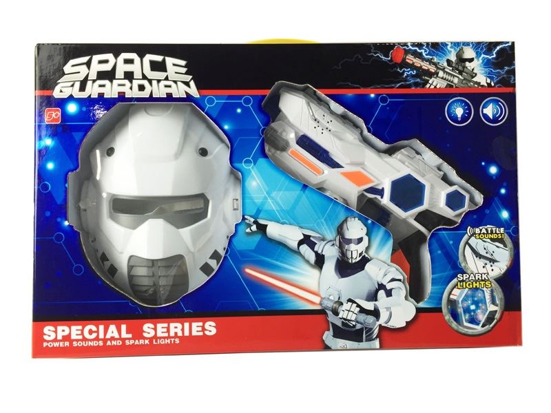 B/O SPACE GUN W/MASK,LIGHT,MUSIC 2PCS - HP1087881