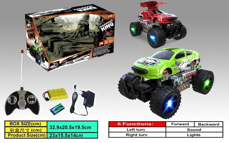 6 FUNCTION R/C CAR W/LIGHT & MUSIC RED/GREEN - HP1088404