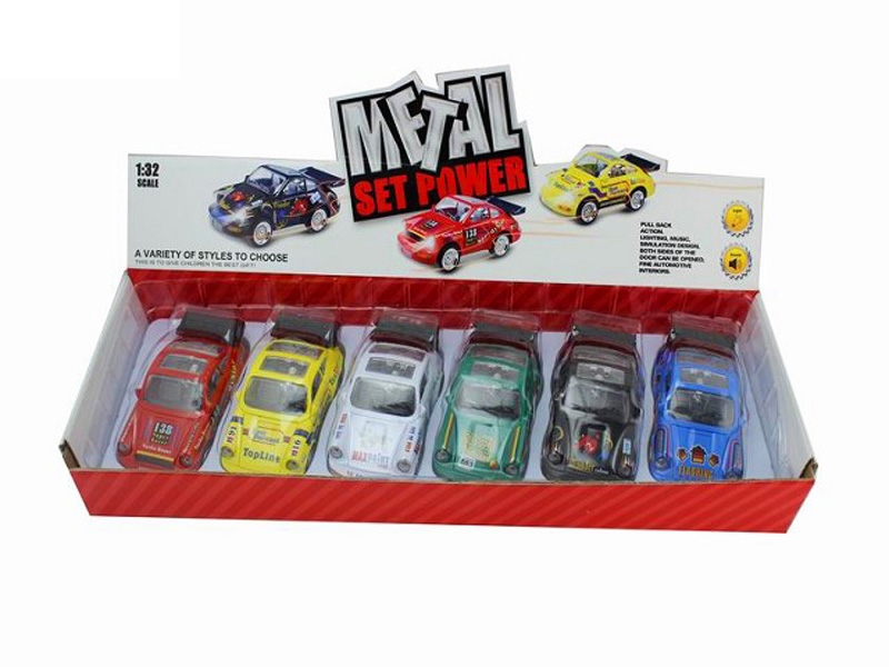 1:32 DIE-CAST PULL BACK CAR W/LIGHT & MUSIC 6PCS INCLUDED BATTERY - HP1089573