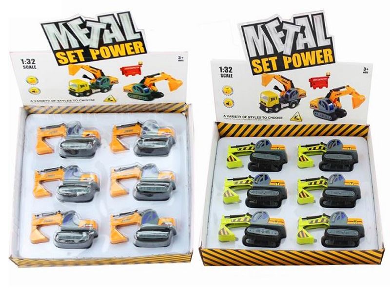 1:32 DIE-CAST PULL BACK CONSTRUCTION CAR W/LIGHT & MUSIC 6PCS INCLUDED BATTERY - HP1089577
