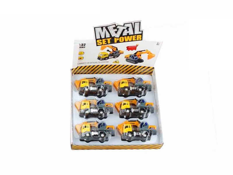 1:32 DIE-CAST PULL BACK CONSTRUCTION CAR W/LIGHT & MUSIC 6PCS INCLUDED BATTERY - HP1089578
