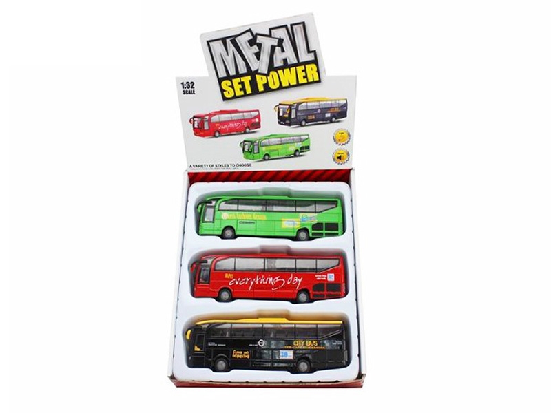 1:32 DIE-CAST PULL BACK BUS W/LIGHT & MUSIC 3PCS INCLUDED BATTERY - HP1089596
