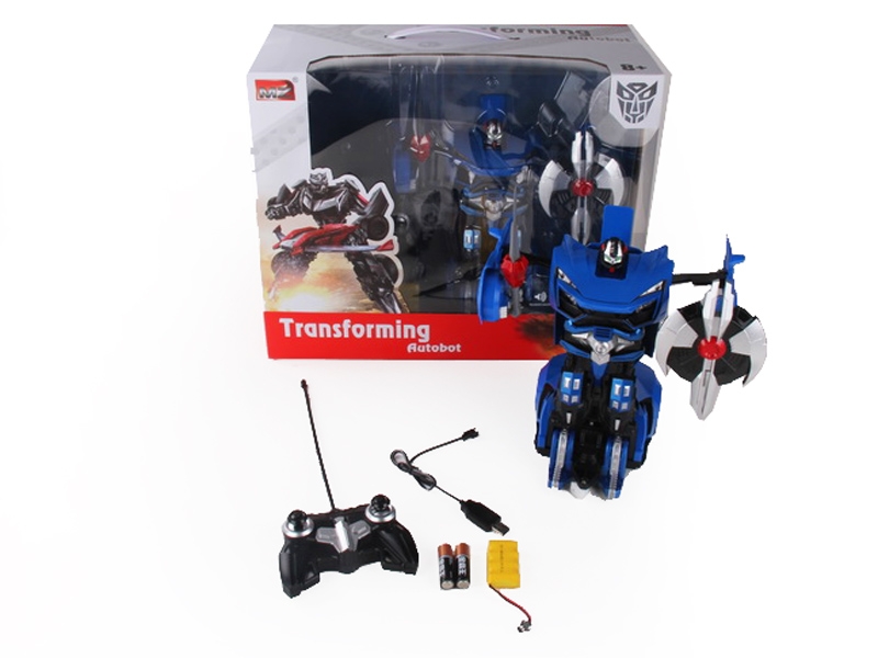 1：14六通莱肯跑车遥控变形机器人+小遥控器带灯光 包电 蓝、白 - HP1089706