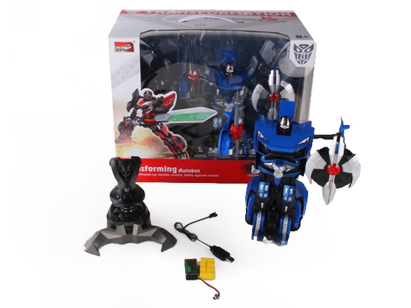 1：14莱肯跑车遥控变形机器人+2.4G对战单手柄带灯光 包电 蓝、白 - HP1089707