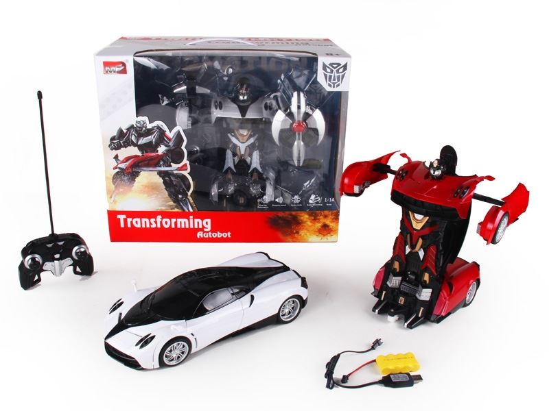 1:14六通帕加尼变形机器人+小遥控器带灯光，跳舞 包电 红、白 - HP1089723