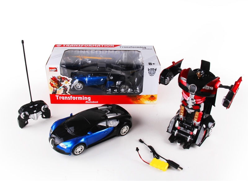 1：14六通布加迪遥控变形机器人+小遥控器带灯光 包电 红、蓝 - HP1089729