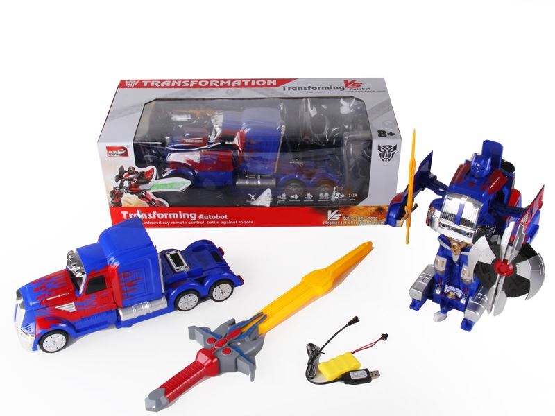 1:14六通擎天柱遥控变形机器人+2.4G对战剑型遥控器带灯光 包电 - HP1089746