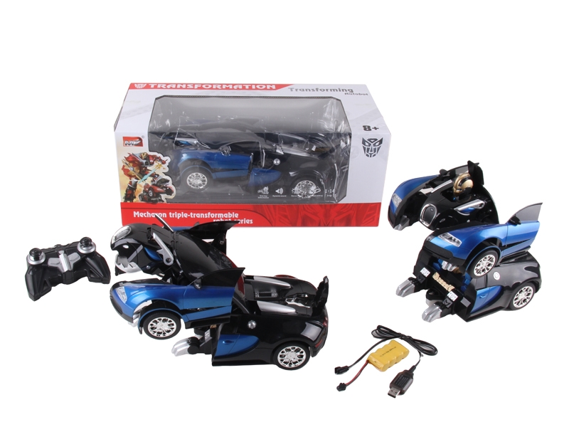1:14布加迪变形机器人+战龙（3变）带灯光 包电 红、蓝 - HP1089760