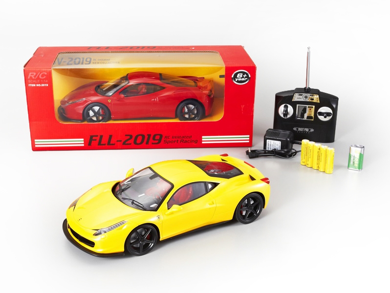 1：14法拉利遥控车 包电带灯光 红、黄 四通 - HP1089784