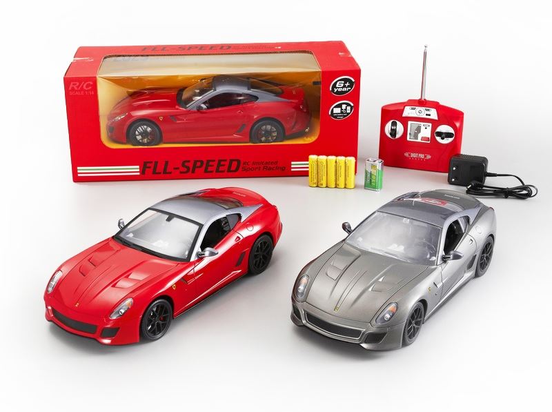 1：14法拉利遥控车 包电带灯光 红、银灰 四通 - HP1089792