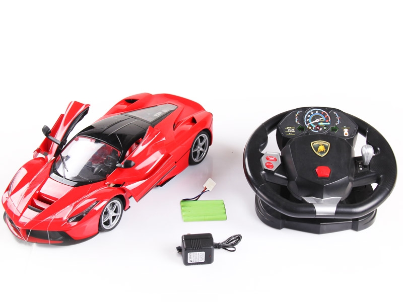 1：10法拉利Laferrari遥控车（自动开门+方向盘） 包电 红色、黄色 五通带灯光 - HP1089829