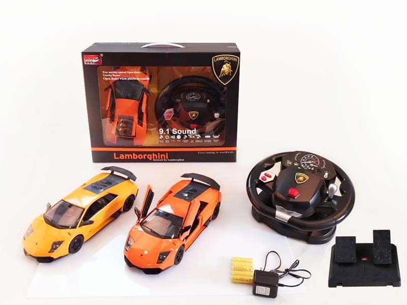 1：14授权兰博基尼LP 670 蝙蝠（自动开门+方向盘+脚踏板） 包电 黄/橙 四通带灯光 - HP1089839