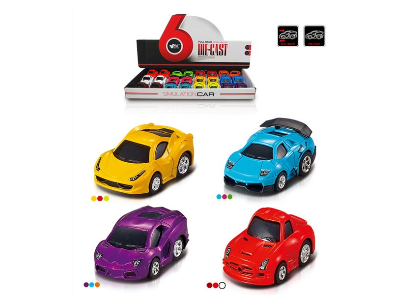 1:72 PULL BACK DIE CAST CAR 4ASST 24PCS/DISPLAY BOX - HP1090469