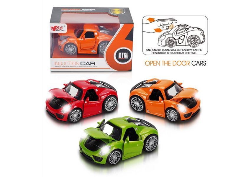 1:32 PULL BACK DIE CAST CAR W/LIGHT & MUSIC RED/GREEN/ORANGE - HP1090490