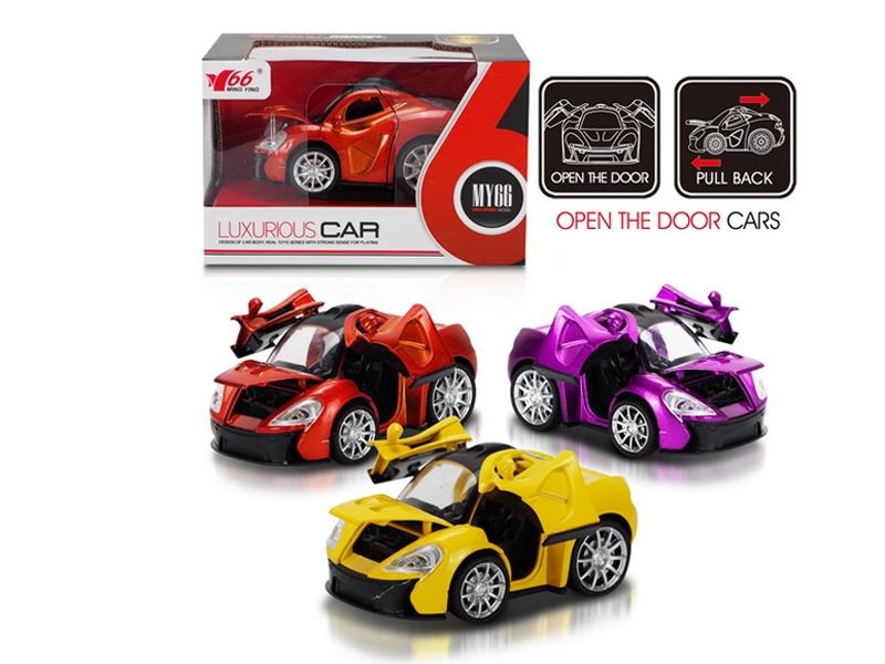 1:32 PULL BACK DIE CAST CAR W/LIGHT & MUSIC ORANGE/YELLOW/PURPLE - HP1090493