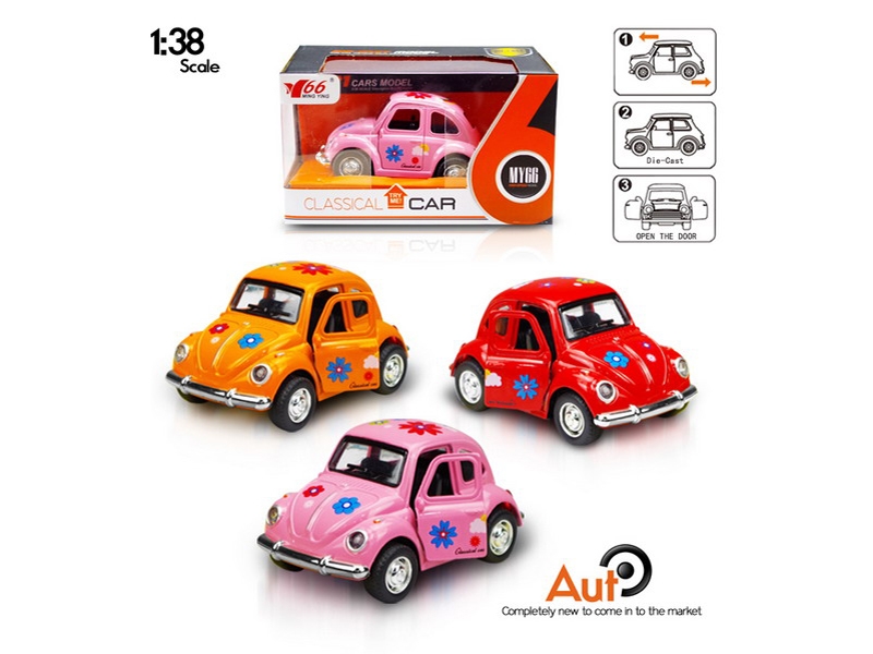 1:38 PULL BACK DIE CAST CAR W/LIGHT & MUSIC ORANGE/RED/PINK - HP1090495