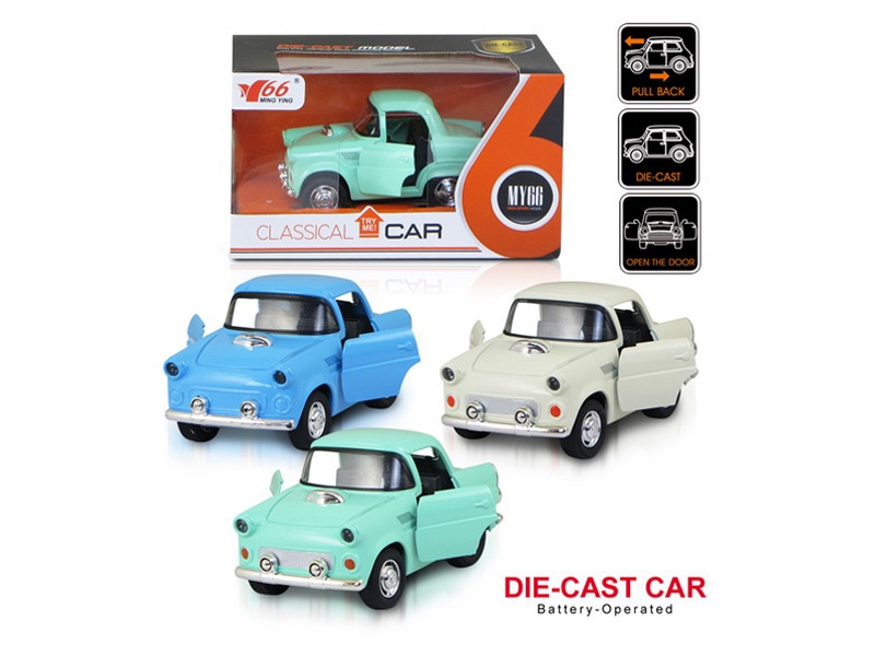 1:38 PULL BACK DIE CAST CAR W/LIGHT & MUSIC WHITE/BLUE/GREEN - HP1090501
