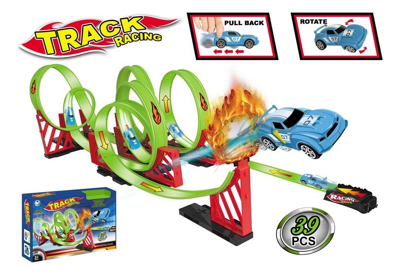 RACING TRACK SET W/2PCS PULL BACK CAR - HP1090727