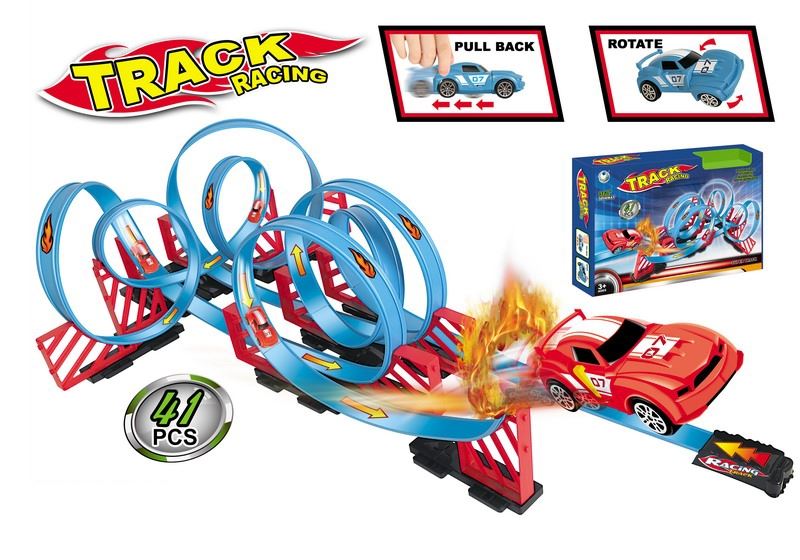 RACING TRACK SET W/2PCS PULL BACK CAR - HP1090728