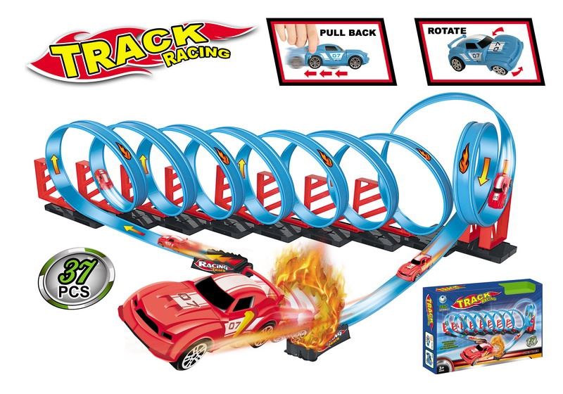 RACING TRACK SET W/2PCS PULL BACK CAR - HP1090729