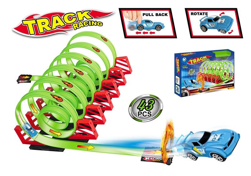 RACING TRACK SET W/2PCS PULL BACK CAR - HP1090730